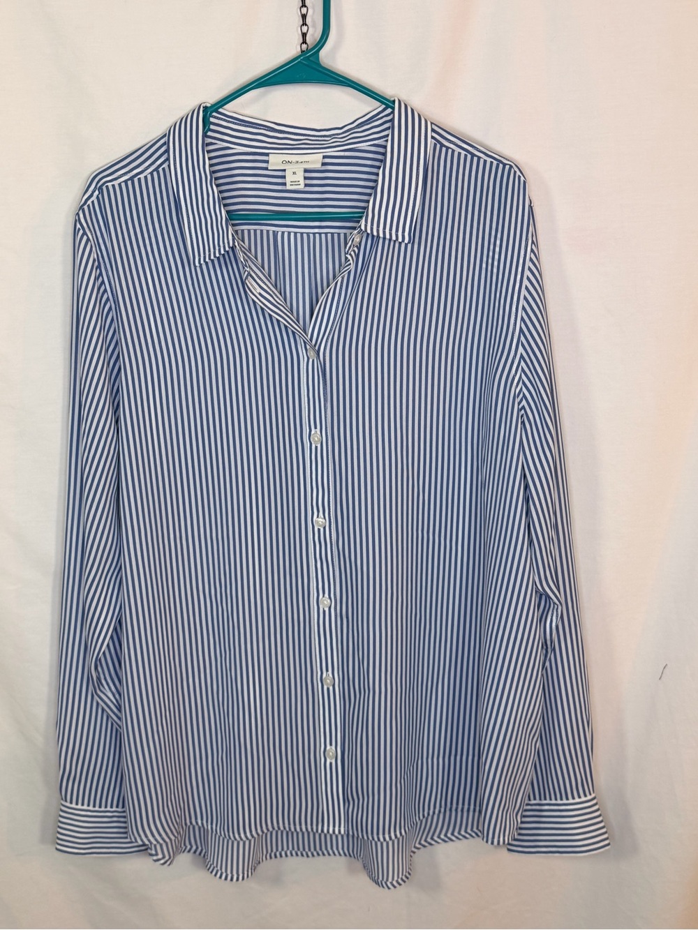 ON 34th Striped Button Down Blouse